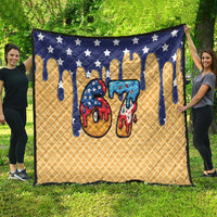 American Flag Ice Cream Drip Quilt 67 Meme Gen Alpha Slang Tee - Wonder Print Shop