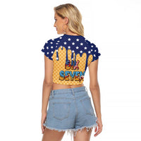 American Flag Ice Cream Drip Raglan Cropped T Shirt 67 Meme Gen Alpha Slang Tee - Wonder Print Shop