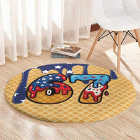 American Flag Ice Cream Drip Round Carpet 67 Meme Gen Alpha Slang Tee - Wonder Print Shop