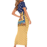 American Flag Ice Cream Drip Short Sleeve Bodycon Dress 67 Meme Gen Alpha Slang Tee - Wonder Print Shop