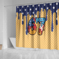 American Flag Ice Cream Drip Shower Curtain 67 Meme Gen Alpha Slang Tee - Wonder Print Shop