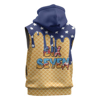 American Flag Ice Cream Drip Sleeveless Zip Hoodie 67 Meme Gen Alpha Slang Tee - Wonder Print Shop