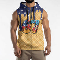 American Flag Ice Cream Drip Sleeveless Zip Hoodie 67 Meme Gen Alpha Slang Tee - Wonder Print Shop