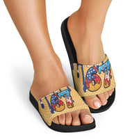 American Flag Ice Cream Drip Slide Sandals 67 Meme Gen Alpha Slang Tee - Wonder Print Shop