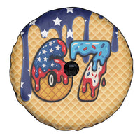 American Flag Ice Cream Drip Spare Tire Cover 67 Meme Gen Alpha Slang Tee - Wonder Print Shop