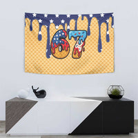 American Flag Ice Cream Drip Tapestry 67 Meme Gen Alpha Slang Tee - Wonder Print Shop