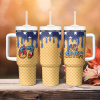 American Flag Ice Cream Drip Tumbler With Handle 67 Meme Gen Alpha Slang Tee - Wonder Print Shop