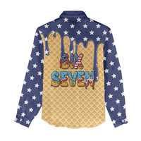 American Flag Ice Cream Drip Women Casual Shirt 67 Meme Gen Alpha Slang Tee - Wonder Print Shop