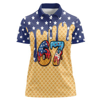 American Flag Ice Cream Drip Women Polo Shirt 67 Meme Gen Alpha Slang Tee - Wonder Print Shop