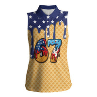 American Flag Ice Cream Drip Women Sleeveless Polo Shirt 67 Meme Gen Alpha Slang Tee - Wonder Print Shop