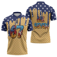 American Flag Ice Cream Drip Zipper Polo Shirt 67 Meme Gen Alpha Slang Tee - Wonder Print Shop