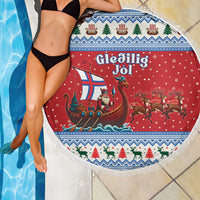 Faroe Islands Viking Santa Christmas Beach Blanket Funny Reindeer Norse Xmas - Wonder Print Shop