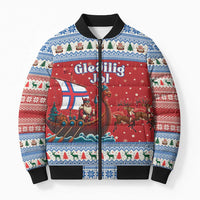 Faroe Islands Viking Santa Christmas Bomber Puffer Jacket Funny Reindeer Norse Xmas - Wonder Print Shop