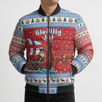 Faroe Islands Viking Santa Christmas Bomber Puffer Jacket Funny Reindeer Norse Xmas - Wonder Print Shop