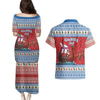 Faroe Islands Viking Santa Christmas Couples Matching Puletasi and Hawaiian Shirt Funny Reindeer Norse Xmas - Wonder Print Shop