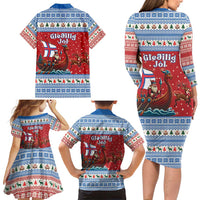 Faroe Islands Viking Santa Christmas Family Matching Long Sleeve Bodycon Dress and Hawaiian Shirt Funny Reindeer Norse Xmas - Wonder Print Shop