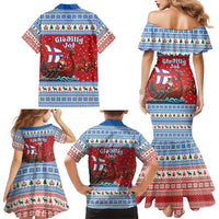 Faroe Islands Viking Santa Christmas Family Matching Mermaid Dress and Hawaiian Shirt Funny Reindeer Norse Xmas - Wonder Print Shop