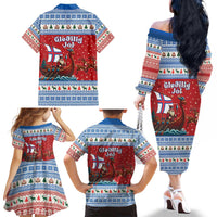 Faroe Islands Viking Santa Christmas Family Matching Off The Shoulder Long Sleeve Dress and Hawaiian Shirt Funny Reindeer Norse Xmas - Wonder Print Shop
