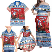 Faroe Islands Viking Santa Christmas Family Matching Off Shoulder Maxi Dress and Hawaiian Shirt Funny Reindeer Norse Xmas - Wonder Print Shop