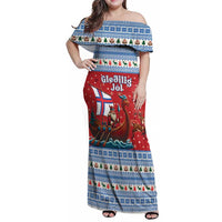 Faroe Islands Viking Santa Christmas Family Matching Off Shoulder Maxi Dress and Hawaiian Shirt Funny Reindeer Norse Xmas - Wonder Print Shop