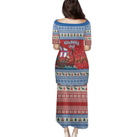 Faroe Islands Viking Santa Christmas Family Matching Puletasi and Hawaiian Shirt Funny Reindeer Norse Xmas - Wonder Print Shop