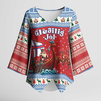 Faroe Islands Viking Santa Christmas Kimono Sleeve Blouse Funny Reindeer Norse Xmas - Wonder Print Shop