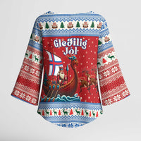 Faroe Islands Viking Santa Christmas Kimono Sleeve Blouse Funny Reindeer Norse Xmas - Wonder Print Shop