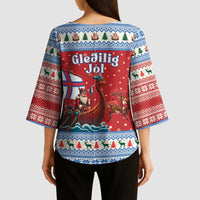 Faroe Islands Viking Santa Christmas Kimono Sleeve Blouse Funny Reindeer Norse Xmas - Wonder Print Shop
