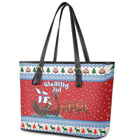 Faroe Islands Viking Santa Christmas Leather Tote Bag Funny Reindeer Norse Xmas - Wonder Print Shop