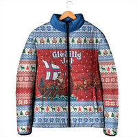 Faroe Islands Viking Santa Christmas Padded Jacket Funny Reindeer Norse Xmas - Wonder Print Shop