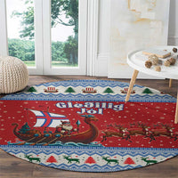 Faroe Islands Viking Santa Christmas Round Carpet Funny Reindeer Norse Xmas - Wonder Print Shop