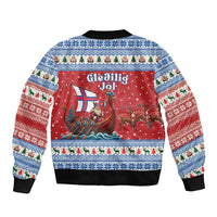 Faroe Islands Viking Santa Christmas Sleeve Zip Bomber Jacket Funny Reindeer Norse Xmas - Wonder Print Shop