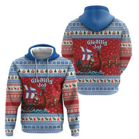 Faroe Islands Viking Santa Christmas Zip Hoodie Funny Reindeer Norse Xmas - Wonder Print Shop