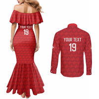 Custom World Football 2026 Switzerland Couples Matching Mermaid Dress and Long Sleeve Button Shirt Schweiz Hopp Schwiiz - Wonder Print Shop