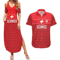 Custom World Football 2026 Switzerland Couples Matching Summer Maxi Dress and Hawaiian Shirt Schweiz Hopp Schwiiz - Wonder Print Shop