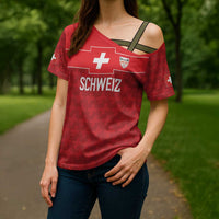 Custom World Football 2026 Switzerland Cross Shoulder Shirt Schweiz Hopp Schwiiz - Wonder Print Shop