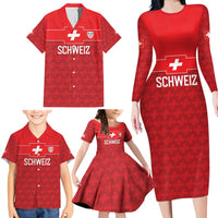 Custom World Football 2026 Switzerland Family Matching Long Sleeve Bodycon Dress and Hawaiian Shirt Schweiz Hopp Schwiiz - Wonder Print Shop