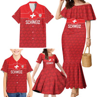 Custom World Football 2026 Switzerland Family Matching Mermaid Dress and Hawaiian Shirt Schweiz Hopp Schwiiz - Wonder Print Shop