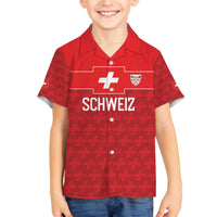 Custom World Football 2026 Switzerland Family Matching Off The Shoulder Long Sleeve Dress and Hawaiian Shirt Schweiz Hopp Schwiiz - Wonder Print Shop