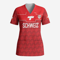 Custom World Football 2026 Switzerland Scrub Top Schweiz Hopp Schwiiz - Wonder Print Shop