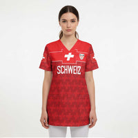 Custom World Football 2026 Switzerland Scrub Top Schweiz Hopp Schwiiz - Wonder Print Shop