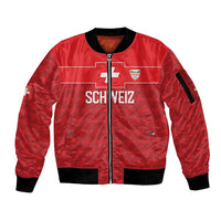 Custom World Football 2026 Switzerland Sleeve Zip Bomber Jacket Schweiz Hopp Schwiiz - Wonder Print Shop