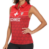 Custom World Football 2026 Switzerland Women Sleeveless Polo Shirt Schweiz Hopp Schwiiz - Wonder Print Shop