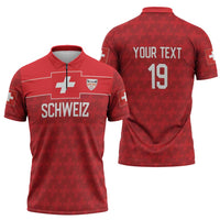 Custom World Football 2026 Switzerland Zipper Polo Shirt Schweiz Hopp Schwiiz - Wonder Print Shop