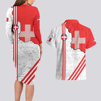 Italy Piedmont Couples Matching Long Sleeve Bodycon Dress and Hawaiian Shirt Map With Flag Style - Wonder Print Shop