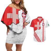 Italy Piedmont Couples Matching Off Shoulder Short Dress and Hawaiian Shirt Map With Flag Style - Wonder Print Shop