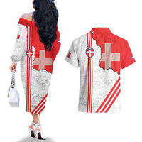 Italy Piedmont Couples Matching Off The Shoulder Long Sleeve Dress and Hawaiian Shirt Map With Flag Style - Wonder Print Shop