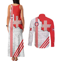Italy Piedmont Couples Matching Tank Maxi Dress and Long Sleeve Button Shirt Map With Flag Style - Wonder Print Shop