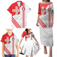 Italy Piedmont Family Matching Puletasi and Hawaiian Shirt Map With Flag Style - Wonder Print Shop