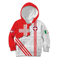 Italy Piedmont Kid Hoodie Map With Flag Style - Wonder Print Shop